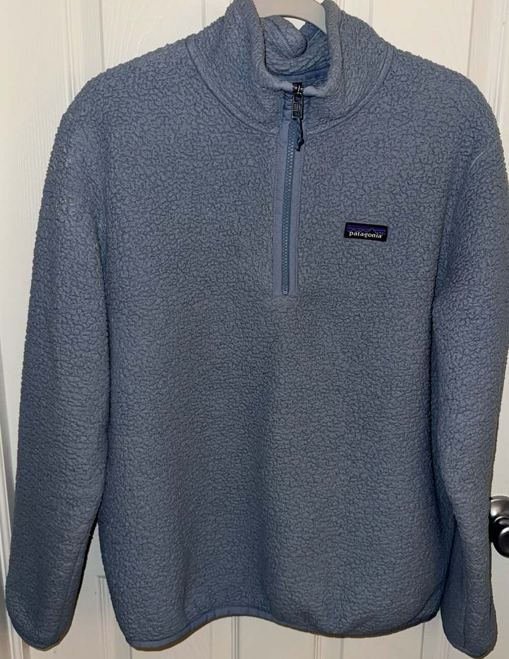Patagonia Los Gatos 1/4-Zip Fleece Pullover Size L Blue Teddy Sherpa